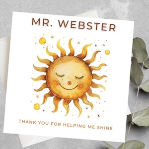 Gepersonaliseerde dank u leraar kaart, dank u voor het helpen van mij Shine Card, einde van het jaar leraar dank u geschenk, leraar waardering cadeau