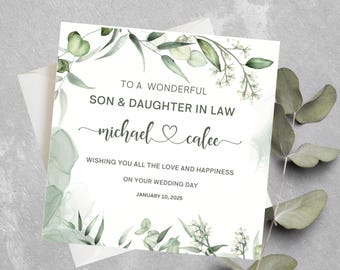 Personalised Daughter And Son In Law Wedding Day Card, Daughter, Daughter In Law Wedding Day Card, Son, Son In Law Wedding Day Card Custom