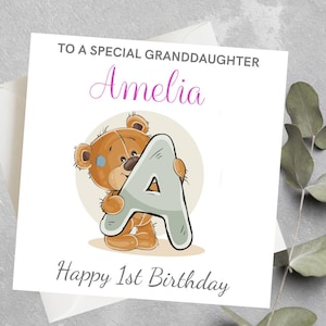 Cartão de aniversário personalizado para neta, filha, sobrinha de qualquer idade, cartão de aniversário de 1ª, 2ª, 3ª neta, cartão de aniversário de meninas de qualquer idade