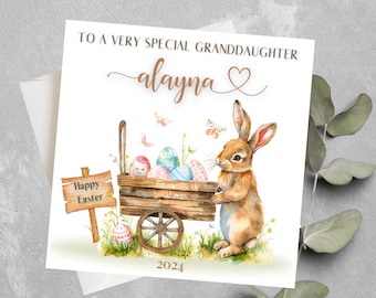 Carte de Pâques personnalisée petite-fille, carte de Pâques lapin fille pour fille, nièce, petite-fille, carte de Pâques pour fille, fille