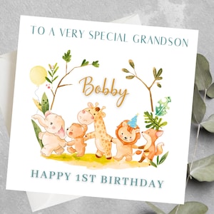 1er anniversaire de petit-fils personnalisé, 1er anniversaire de petit-fils, 1er anniversaire de filleul, 1er anniversaire de petit-fils, carte d'anniversaire de petit-fils des bois, 1er anniversaire de fils