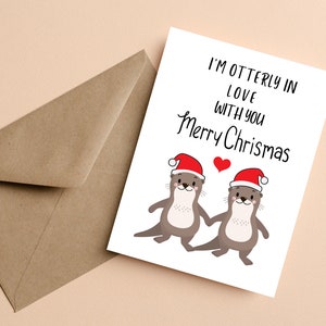 Carte de Noël Otter pour mari ou petit ami, Carte de Noël blague pour couples, Carte de Noël amusante pour petite amie ou femme