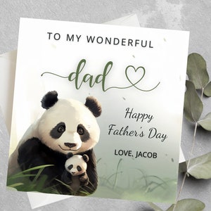 Carte personnalisée pour la fête des pères, heureuse fête des pères à un papa merveilleux, 1er cadeau de fête des pères, carte de fête des pères panda, première fête des pères