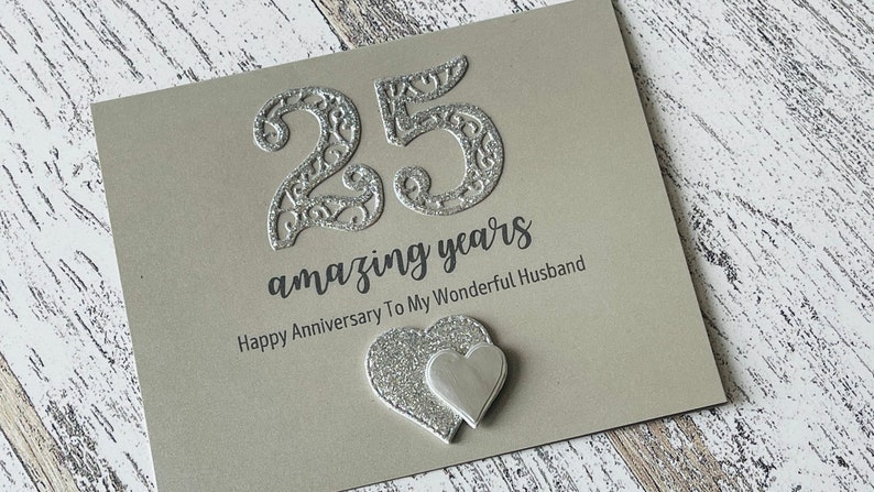 Silver Wedding Anniversary Card, Silver Anniversary Card For Husband, 25th Wedding Anniversary Card, Personalised 25th wedding anniversary image 3