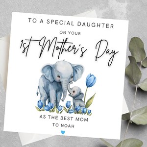 Tarjeta personalizada del primer día de la madre para hija, primera tarjeta del día de las madres para nieta, nuera, 1er día de la madre como tarjeta de mamá