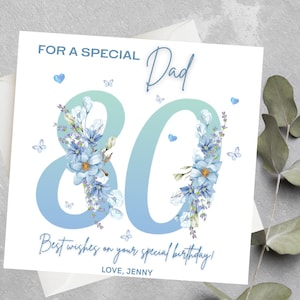 Feliz tarjeta de cumpleaños número 80 para papá, tarjeta de cumpleaños número 80 para tío, hermano, amigo, cumpleaños número 80 personalizado para amigo, papá, abuelo