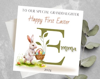 Personalised Granddaughter First Easter card, Granddaughter 1st Easter, Baby First Easter gift, Daughter 1st Easter Card, Girl's 1st Easter