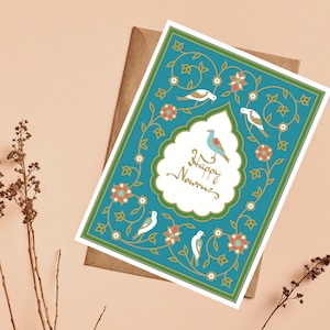 Tarjeta de felicitación Farsi Norooz - Tarjeta de felicitación de Año Nuevo persa- Tarjeta de felicitación Saleh No Mobarak- Tarjeta Nowruz, کارت تبریک عید, Hecho en Canadá