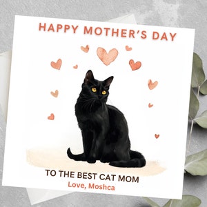 Cartão personalizado do dia das mães do gato, presente do dia das mães da mãe do gato, mãe do gato, cartão do dia das mães dos pais do gato, para o melhor cartão do dia das mães da mãe do gato