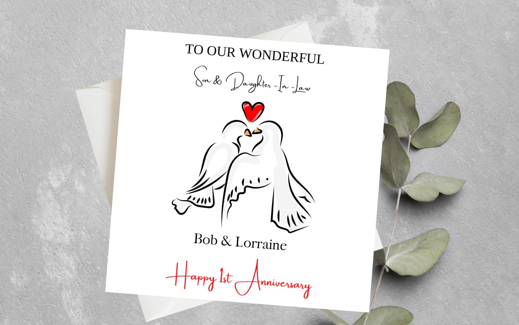 Biglietto Di Auguri Per Anniversario Figlio E Nuora – Floreale Con Champagne, 23x15 Cm, Con Busta
