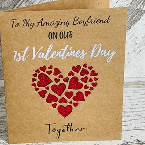 Tarjeta personalizada del día de San Valentín para mi novio, para mi increíble novio en nuestro primer día de San Valentín, primera tarjeta del día de San Valentín para él y ella