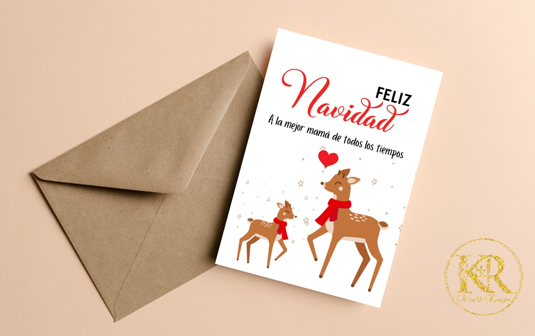 Best Mom Ever Christmas Card in Spanish, Feliz Navidad A la mejor mamá de todos los tiempos,  Merry Christmas Card For Mom In Spanish
