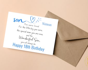 Personalised Son Birthday Card Quote Coming of Age 21st 18th 16th 30th Wonderful Son Card for him Any Age, Son Birthday Card Quote For Him