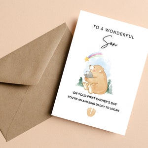 À un fils spécial le jour de la fête des pères, bonne 1ère carte de fête des pères à son fils, première carte de fête des pères à son fils, carte personnalisée de la 1ère fête des pères pour fils
