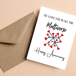 Multiverse Anniversary Card - I'd Love You In All The Multiverses - Modern Anniversary Card - Romantic Anniversary Card For Husband Wife