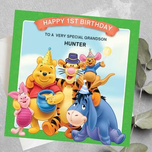 Carte d'anniversaire Winnie l'ourson, cadeau d'anniversaire Winnie, carte d'anniversaire 1er, 2e, 3e anniversaire, petit-fils, petite-fille, fils fille cadeau Winnie l'ourson