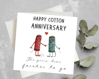 2nd Anniversary Card, Cotton Anniversary Card, 2 Years Of Us Anniversary Card, Husband Wife 2nd Anniversary, 2nd Anniversary Card For Couple