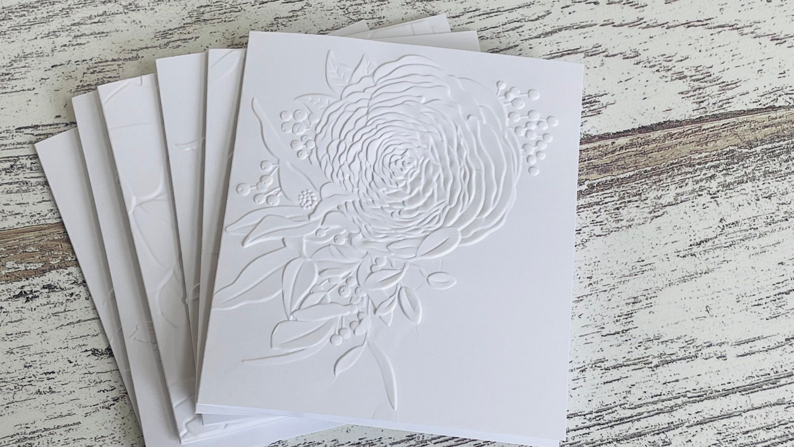 Embossed White Floral Notecards (set of 6), Embossed Note Cards All ...