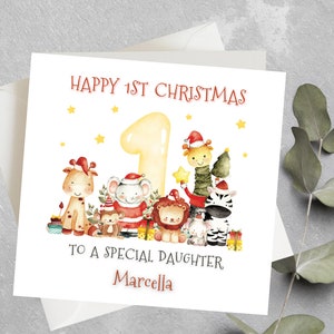 Biglietto di Natale personalizzato per figlia, nipote, primo biglietto di Natale per ragazze, primo regalo di Natale per figlia, figlioccia