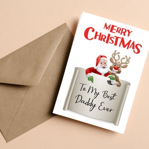 Tarjeta de Navidad para mi mejor papá, tarjeta de Navidad para papá, linda tarjeta de Navidad para papá de parte de su hija e hijo, tarjeta de Feliz Navidad para el mejor papá