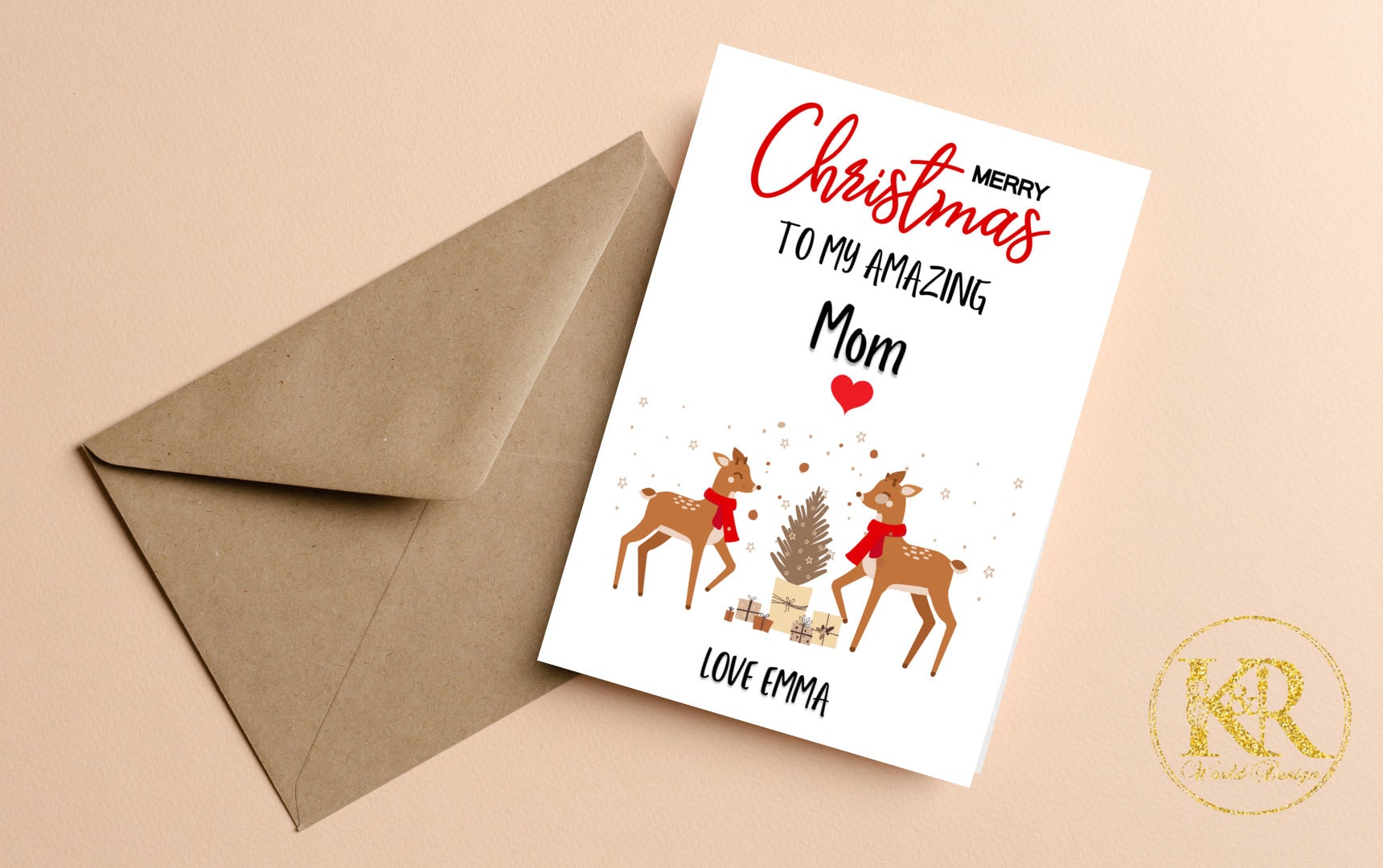 To My Amazing Mom Christmas Card Personalized Christmas Card for