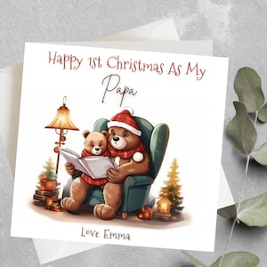 Cartão de Natal personalizado do 1º Natal, Cartão de 1º Natal do Papa, 1º Natal como meu papai, 1º cartão de Natal do vovô personalizado, Papai Urso
