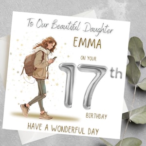 Carte d'anniversaire personnalisée petite-fille, fille, nièce, cousine, 14, 15, 16, 17 ans, tout âge, carte d'anniversaire pour fille, carte d'anniversaire adolescente