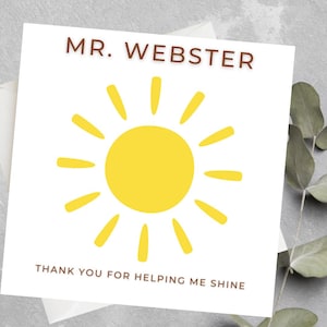 Gepersonaliseerde dank u leraar kaart, dank u voor het helpen van mij Shine Card, einde van het jaar leraar dank u geschenk, leraar waardering cadeau