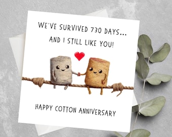 2nd Anniversary Card, Cotton Anniversary Card, 2 Years Of Us Anniversary Card, Husband Wife 2nd Anniversary, 2nd Anniversary Card For Couple