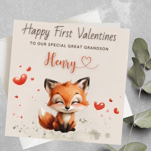 Tarjeta personalizada para el primer día de San Valentín de un nieto, tarjeta para el primer día de San Valentín de un bisnieto, regalo para el primer día de San Valentín de un hijo, tarjeta para el primer día de San Valentín de un nieto