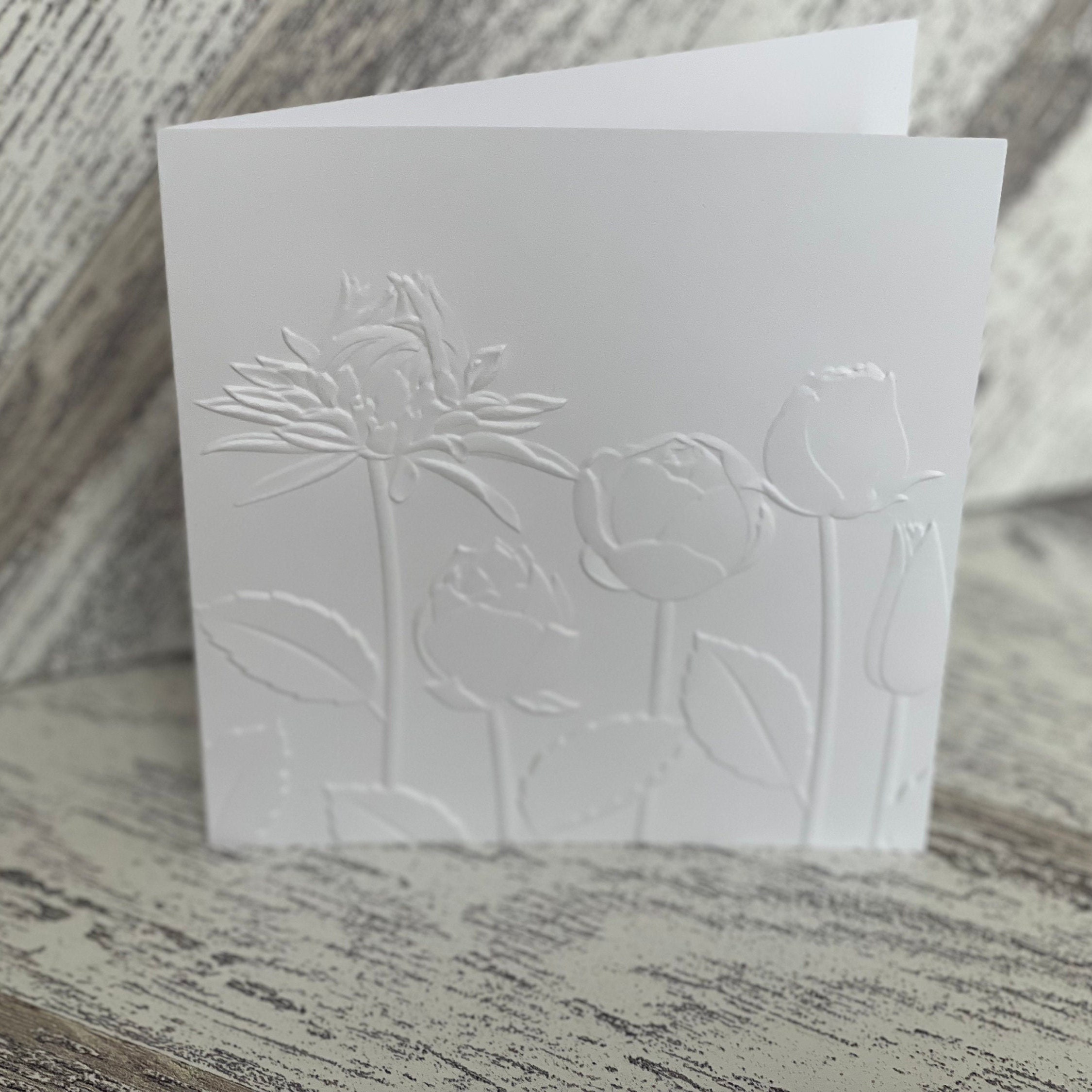 Embossed White Floral Notecards (set of 5), Embossed Note Cards All ...