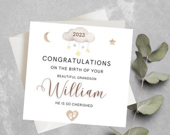 Personalised New Grandparents Congratulations Card, New Parents Card, New Baby Congratulations Card, New baby gift, New Grandson Card