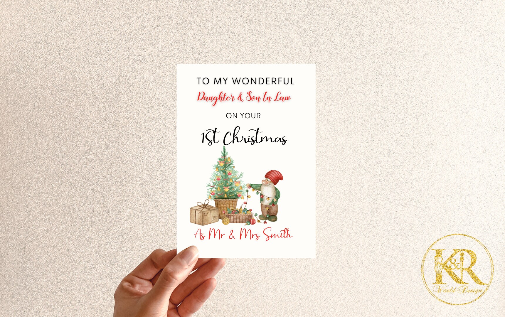 Weihnachtskarte Für Tochter Und Schwiegersohn – Traditionelles Design Mit Glitzer, 22,9 X 15,2 Cm