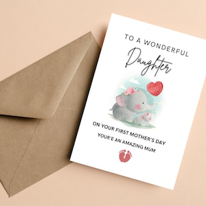 Tarjeta personalizada del día de la madre para hija, primera tarjeta del día de la madre para hija, primera tarjeta del día de la madre para hija, día de la madre para hija