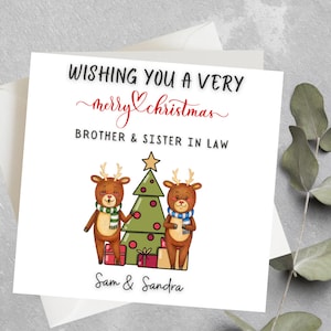 Carte de Noël personnalisée pour frère et belle-sœur, beau-frère belle-sœur cadeau de Noël, carte de Noël pour sœur, frère