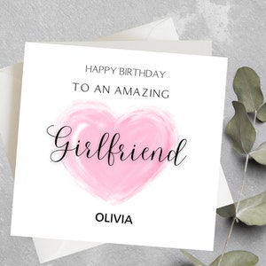 Carte d'anniversaire personnalisée de petite amie, carte de joyeux anniversaire à ma petite amie incroyable, à ma personne préférée, carte d'anniversaire romantique pour elle