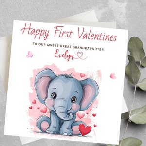 Tarjeta del primer día de San Valentín para bisnieta, ahijada, regalo del primer día de San Valentín para hija, nieta personalizada para el primer día de San Valentín