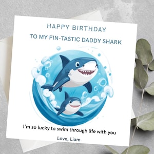 Carte d'anniversaire personnalisée papa requin, carte d'anniversaire requin drôle, carte d'anniversaire papa requin de bébé, jeu de mots requin carte d'anniversaire pour papa