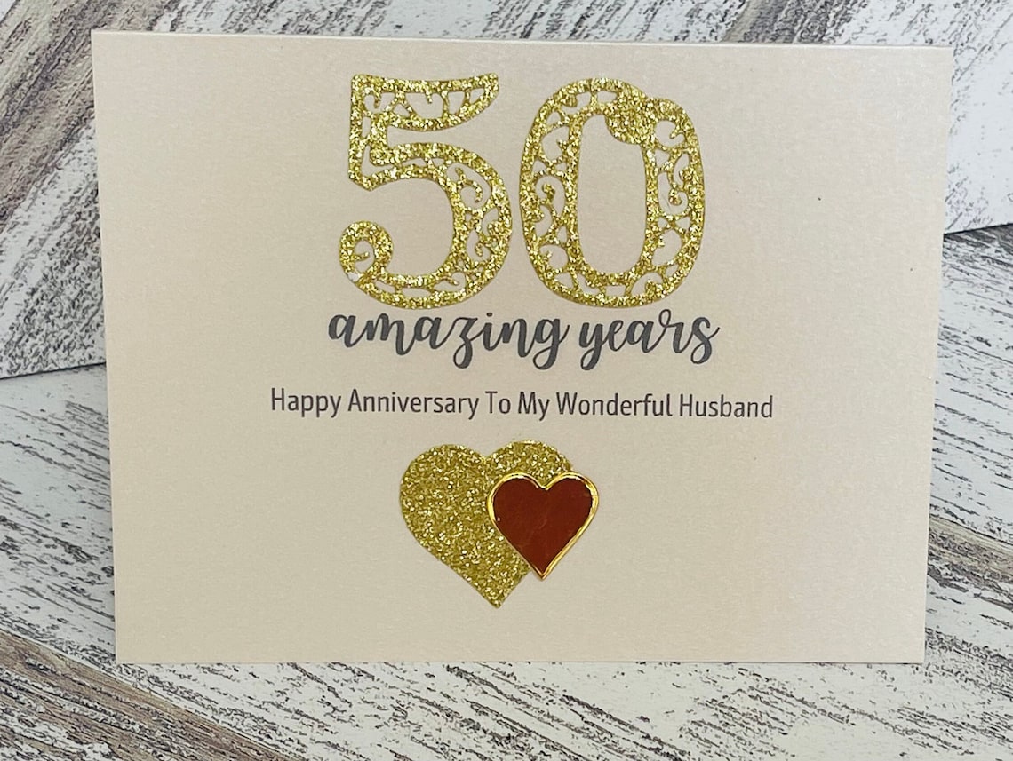 Golden Wedding Anniversary Card 50th Wedding Anniversary Etsy