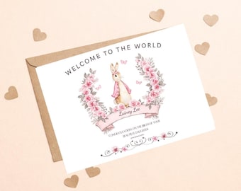 Personalised New Baby girl Card, Welcome to the world Granddaughter, New Parents Card, New baby Congratulations Card, New baby gift