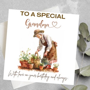 Carte d'anniversaire personnalisée pour grand-mère, maman, carte d'anniversaire de jardinage pour grand-mère, carte d'anniversaire de jardinage personnalisée pour grand-mère, maman