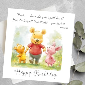 Sentimentele Winnie de Poeh-verjaardagskaart, klassieke Pooh-verjaardagskaart, inspirerende Winnie de Poeh-kaart, attente Winnie de Poeh-kaart