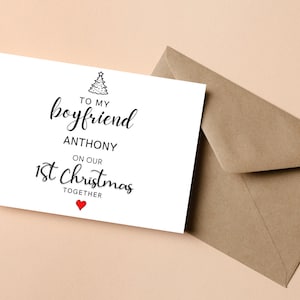 Première carte de Noël personnalisée de petit ami, à mon petit ami lors de notre premier Noël ensemble, 1ère carte de Noël pour petit ami, petite amie