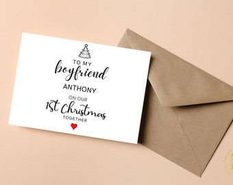 Personalised Boyfriend First Christmas Card, To My Boyfriend on Our First Christmas Together, 1st Christmas Card For Boyfriend, Girlfriend