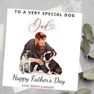 Personnaliser carte de fête des pères chien, cadeau fête des pères chien, papa chien, parents chien, fête des pères chat, pour le meilleur chien, carte fête des pères chat