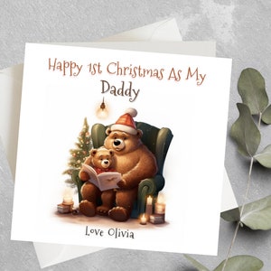 Carte de Noël personnalisée papa 1er, carte de Noël papa personnalisée, carte de Noël papa ours de bébé, joyeux 1er Noël comme mon père