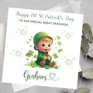 First ST personnalisé. Carte Saint-Patrick pour petit-fils, arrière-petit-fils, 1er Saint-Patrick pour arrière-petit-fils, Saint-Patrick pour petit-fils