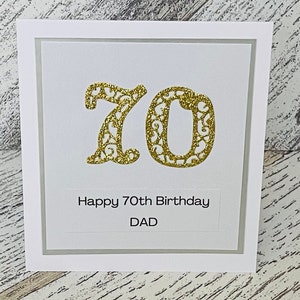 Carte personnalisée du 70e anniversaire pour papa, carte du 70e anniversaire pour maman, papa, grand-père, grand-mère, carte d’anniversaire personnalisée faite à la main de tout âge