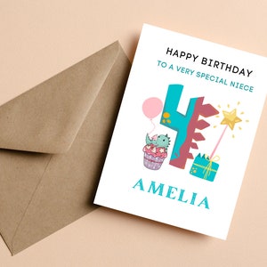 Carte d’anniversaire de nièce, carte d’anniversaire personnalisée pour nièce, carte d’anniversaire mignonne, carte de joyeux anniversaire pour nièce, carte d’anniversaire de fille
