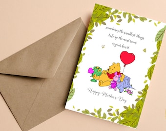 Winnie Puuh Klassische Sentiment Muttertagskarte, Winnie Puuh Liebe Zitat Grußkarte, Sentiment Zitat Karte für Muttertagsgeschenk